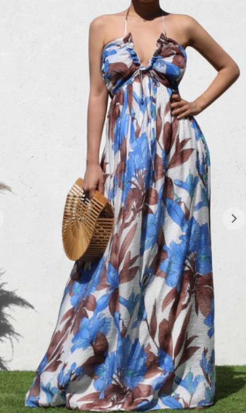 Sky Halter Maxi Dress