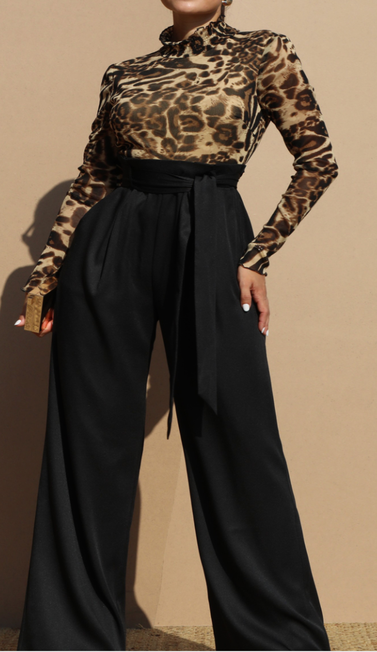 Mesh Leopard Jumpsuit