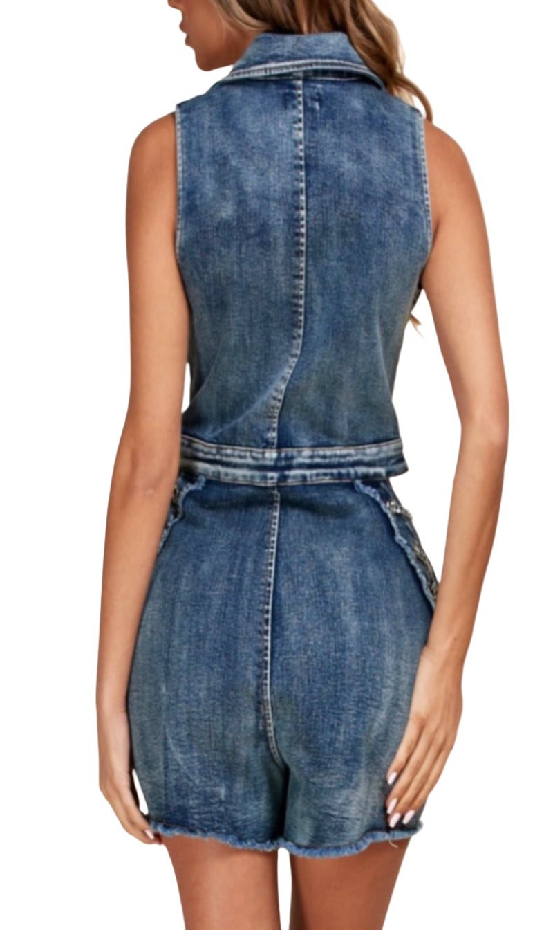 Run It Denim Romper