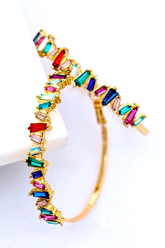 Mixed Pave Crystal Hoops