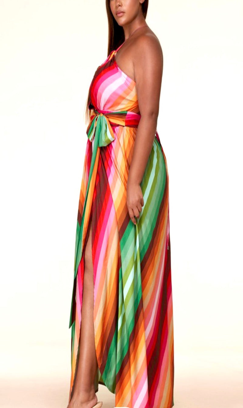 Curvy Vibrance Halter Maxi Dress