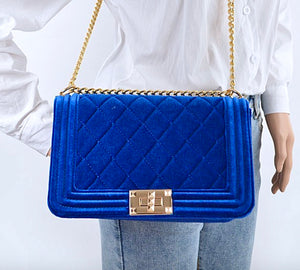 Cobalt Velvet Handbag