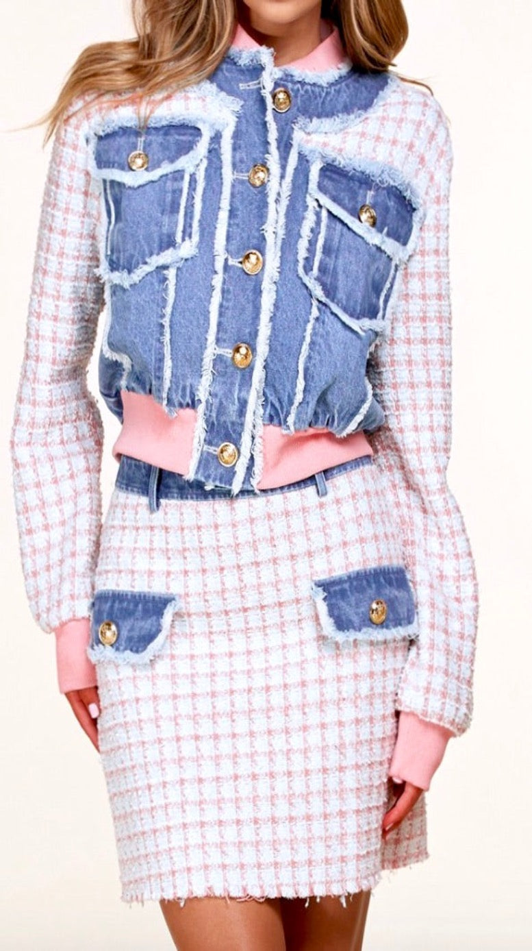 Pink Tweed Denim Set