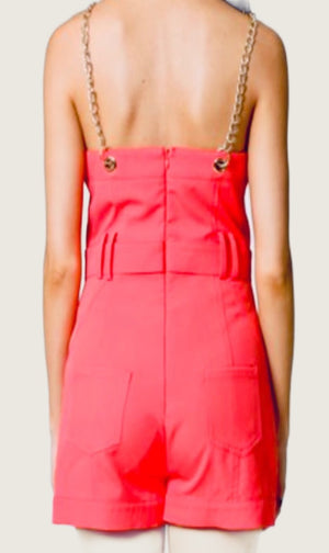 Coral Chain Link Romper