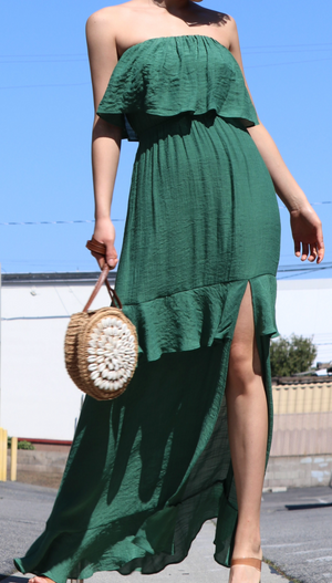 Stark Green Ruffled Maxi Dress