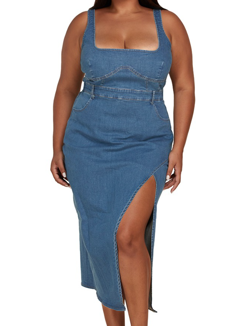 Curvy Denim Midi Dress