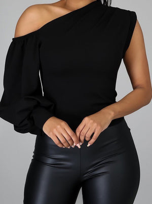 Off Shoulder Balloon Sleeve Top
